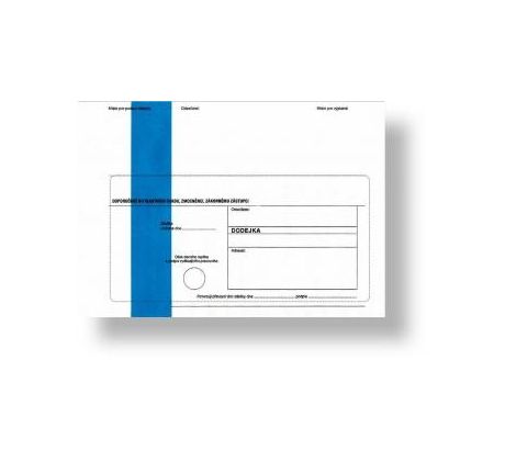 Obálka s dodejkou C5, samopropisující, s textem, modrý pruh, oblá klopa, 100 ks, 229 x 155